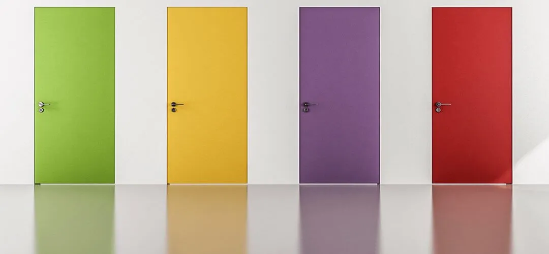 Several integral doors in different colors.
